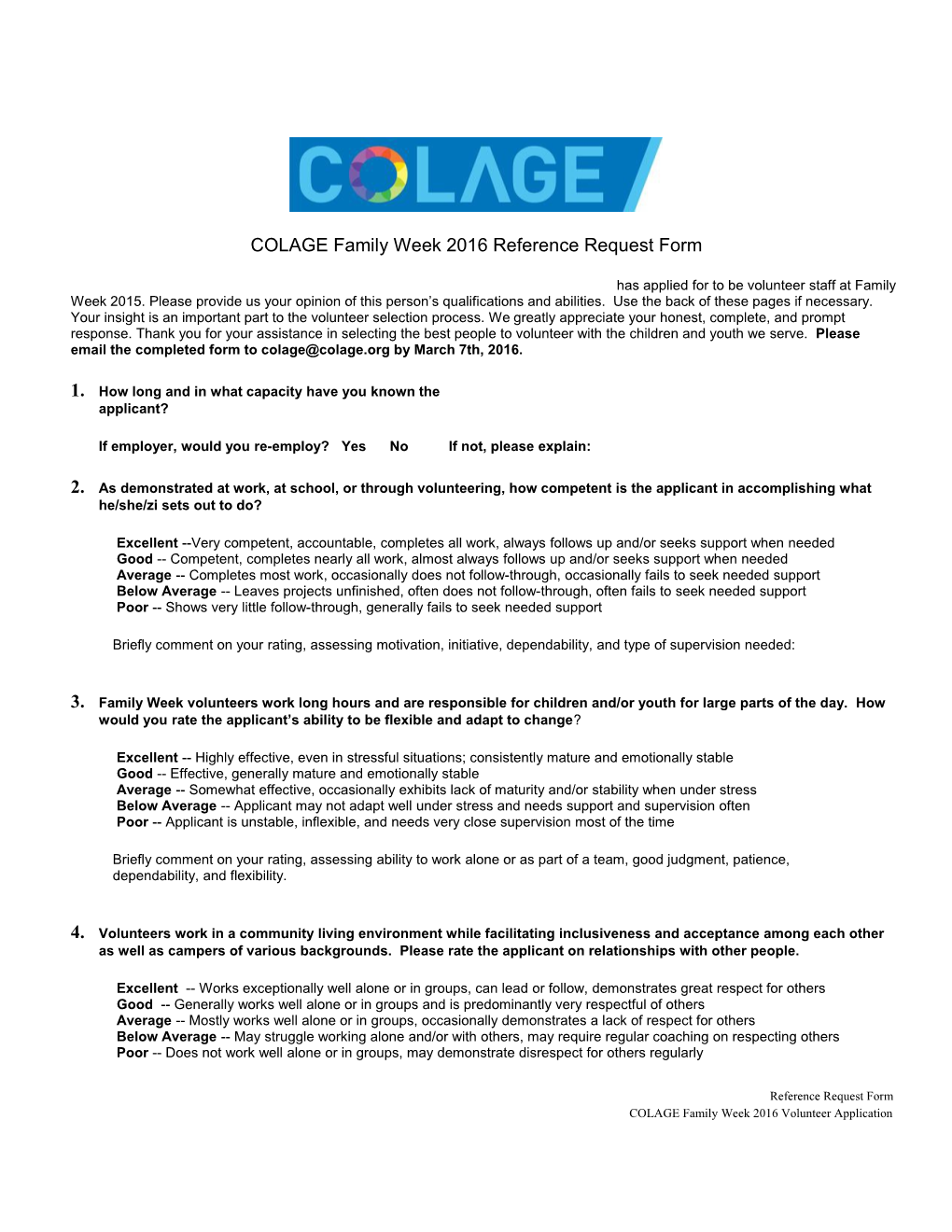 COLAGE Family Week 2016 Reference Request Form