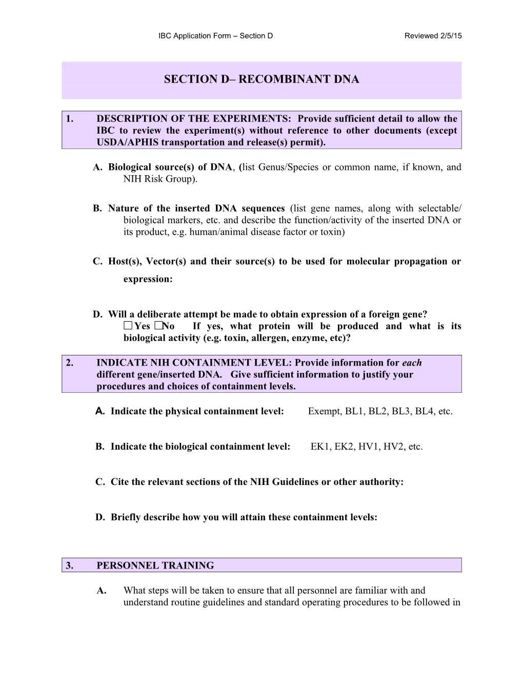 IBC Application Form Section Dreviewed 2/5/15