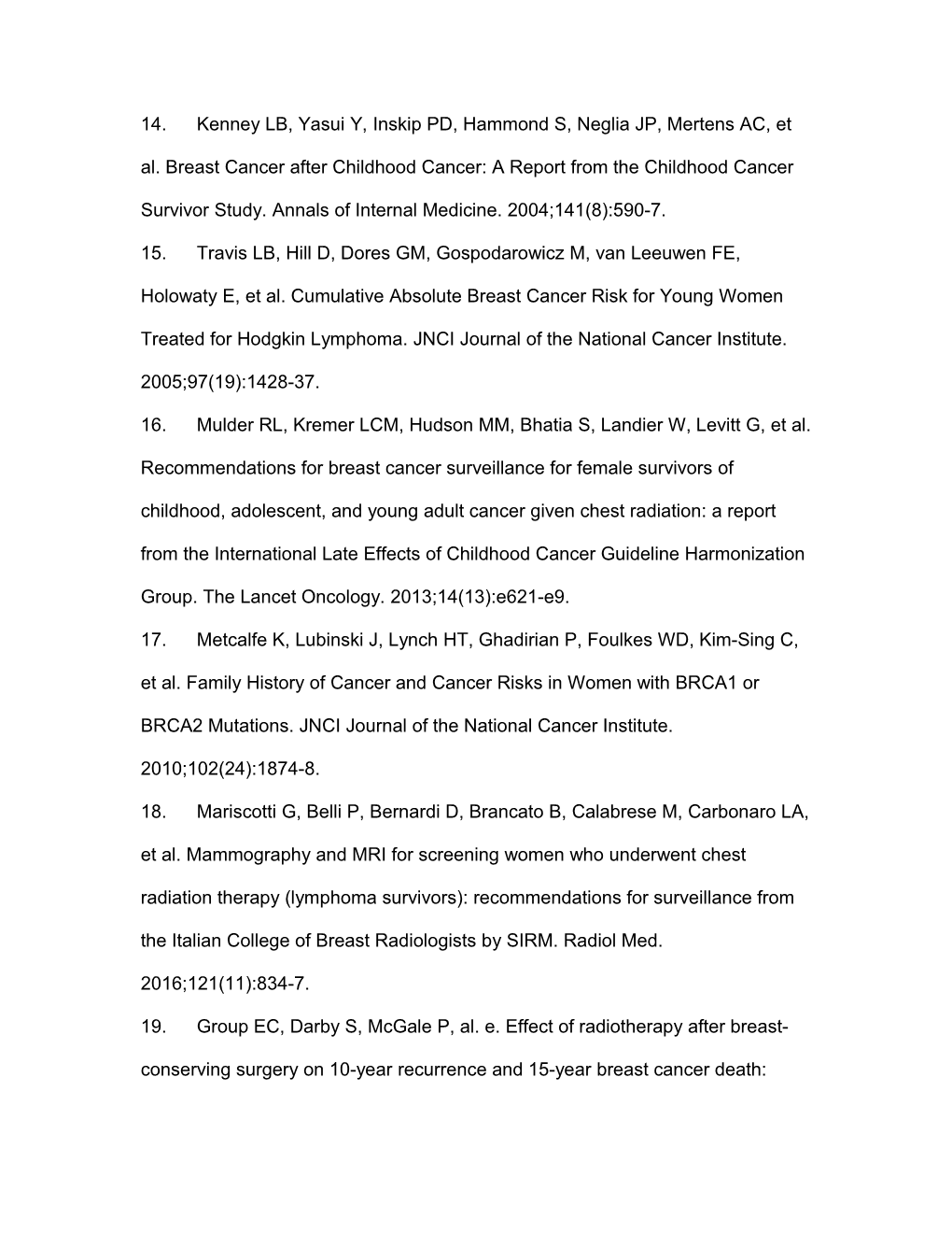Breast Cancer Screening in Women at Higher Than Average Risk: Recommendations from The