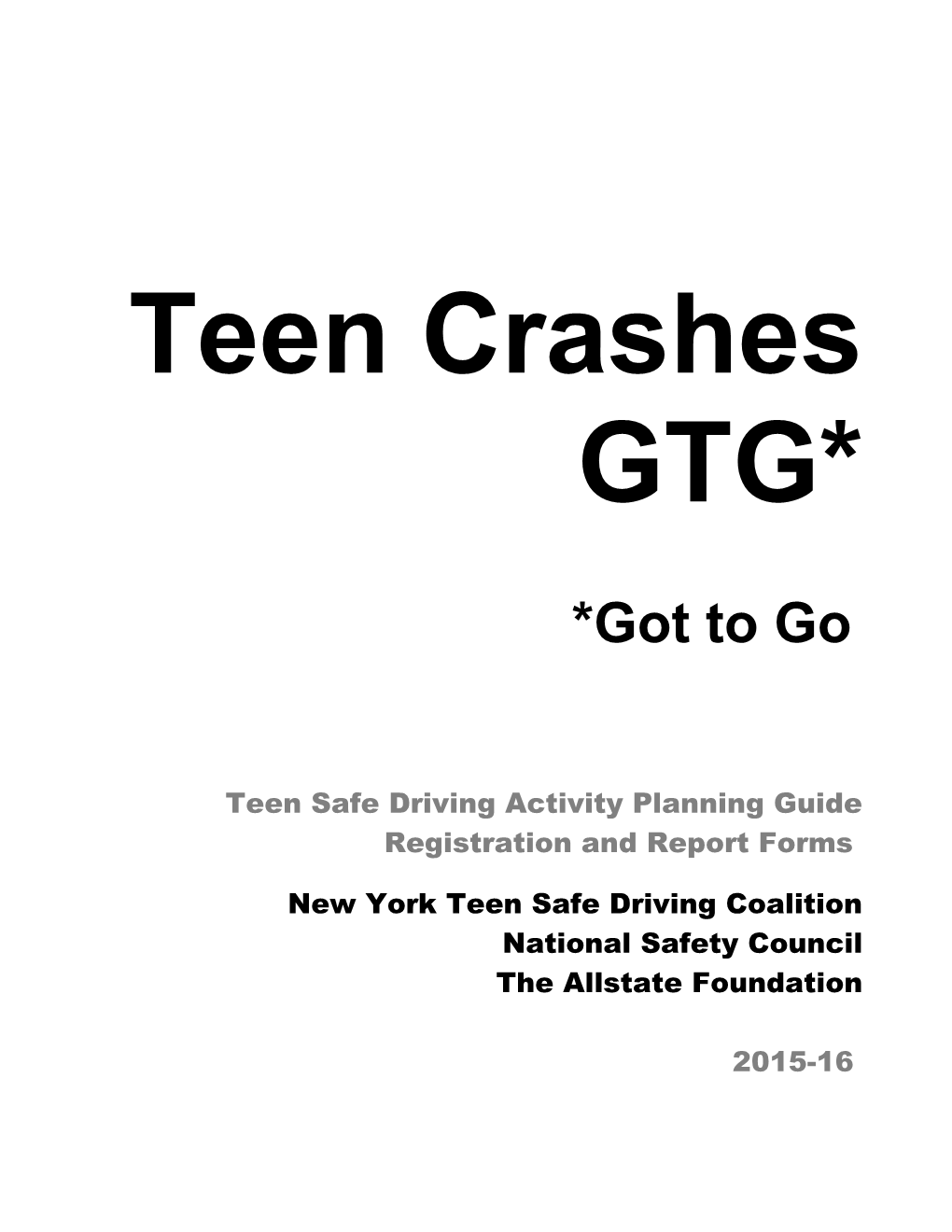 Teen Safe Driving Activity Planning Guide