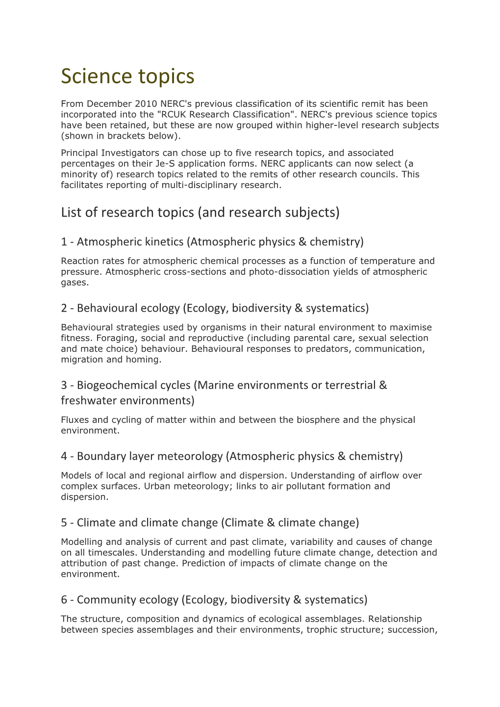 List of Research Topics (And Research Subjects)