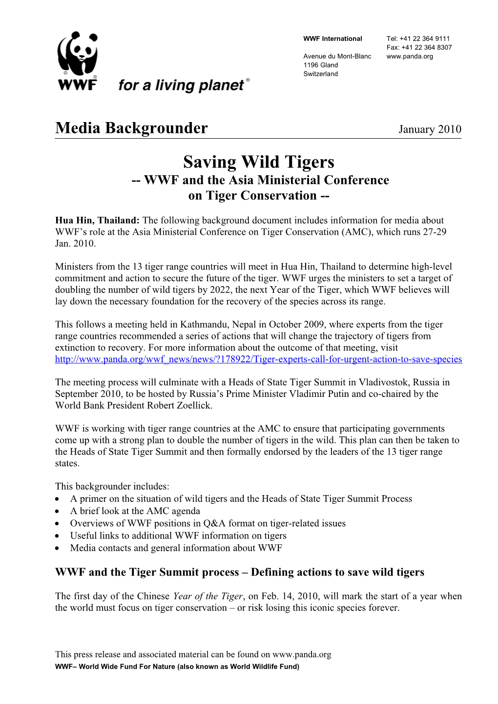 Saving Wild Tigers