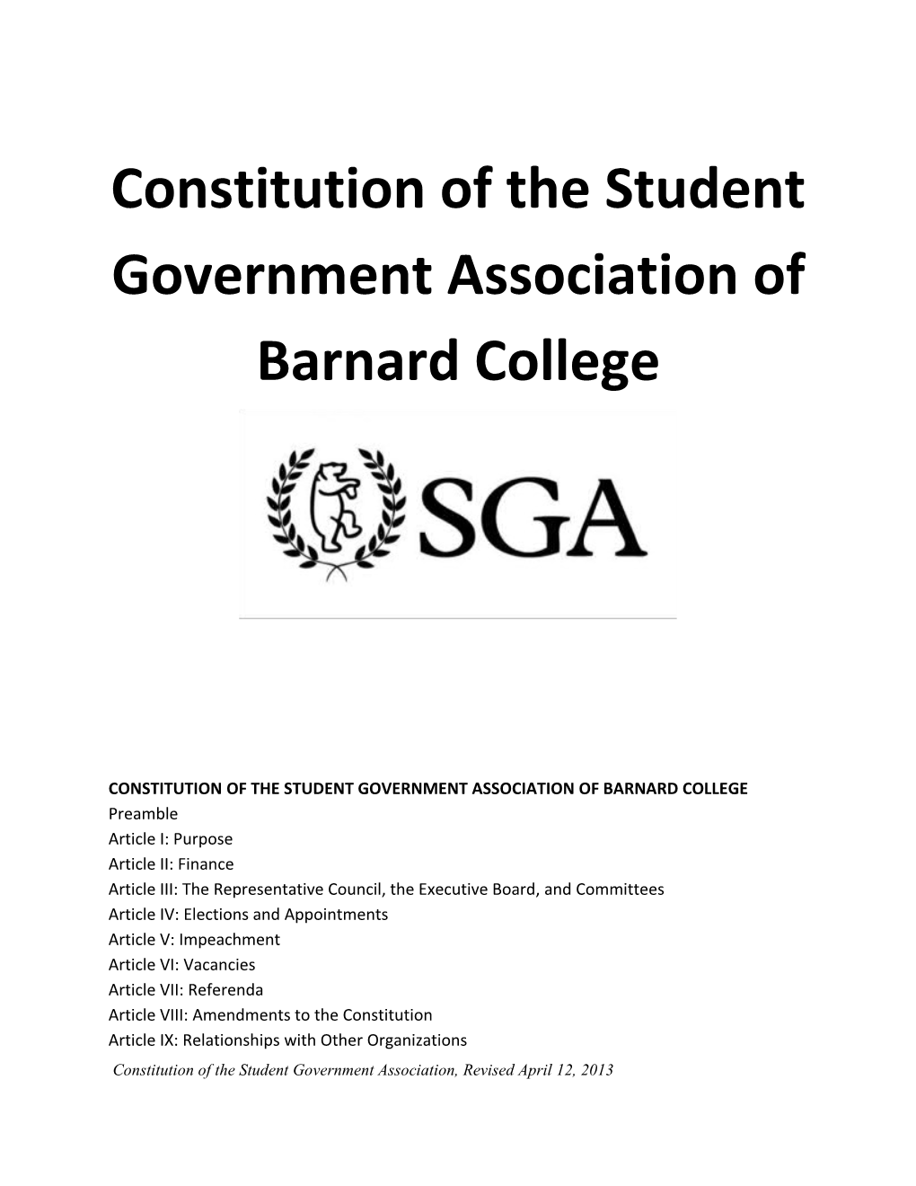 CRC Final Version of SGA Constitution 4.12.13