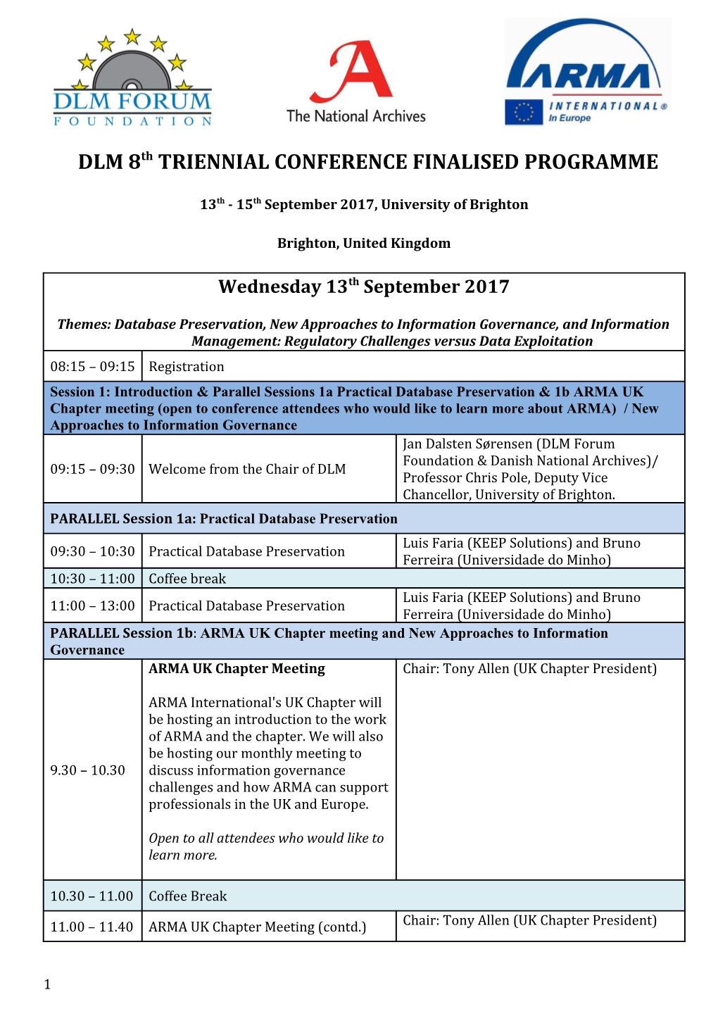 DLM 8Thtriennial CONFERENCE FINALISEDPROGRAMME