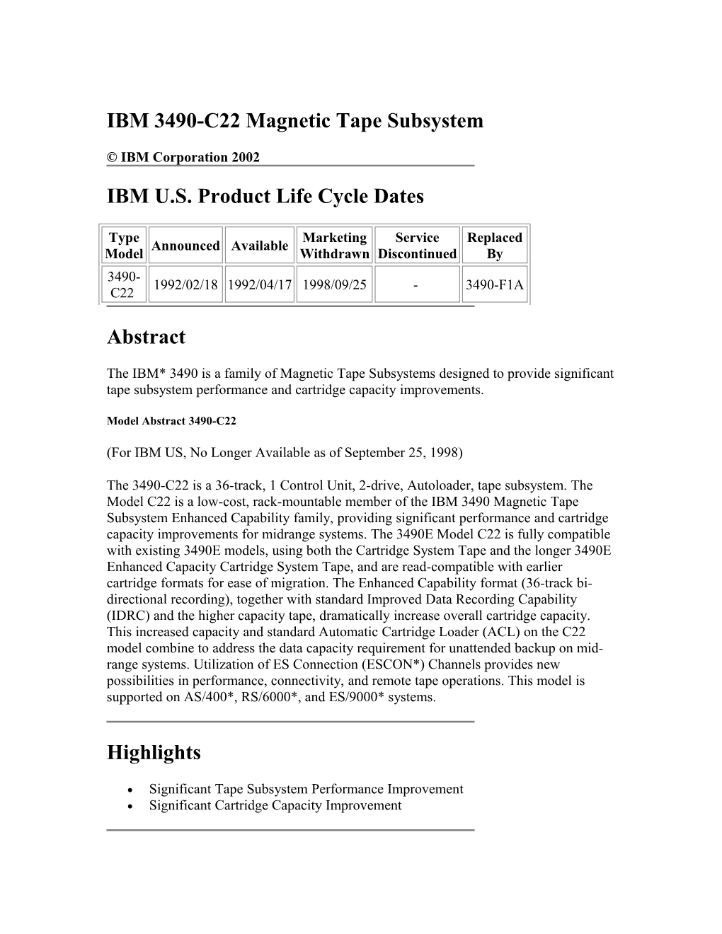 IBM 3490-C22 Magnetic Tape Subsystem