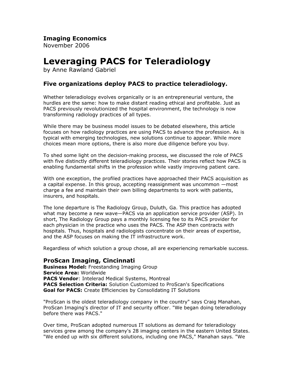 Leveraging PACS for Teleradiology