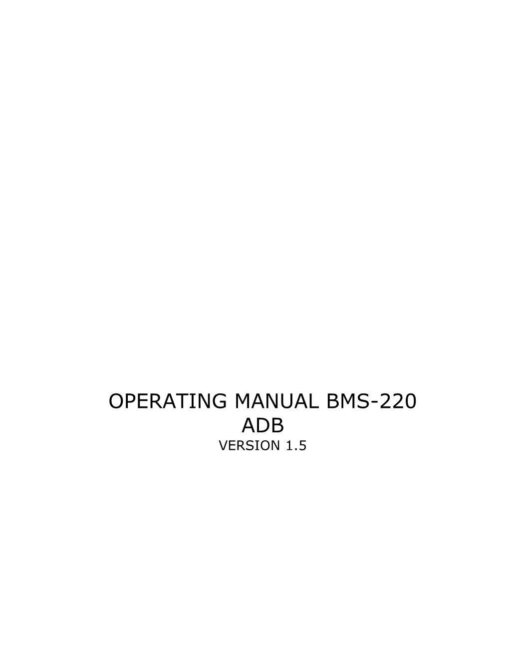Operating Manual Bms-220 Adb