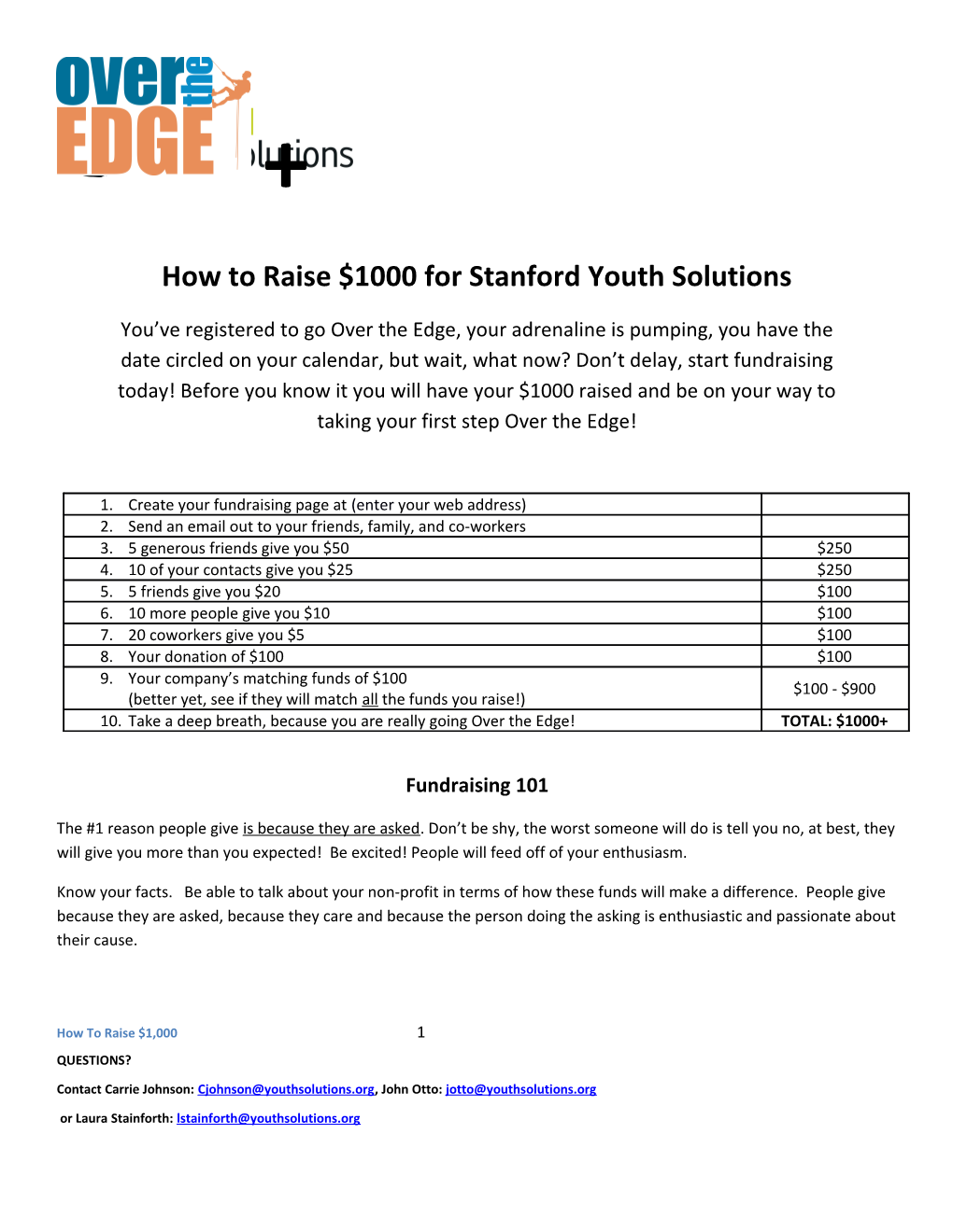 How to Raise $1000 for Stanford Youth Solutions