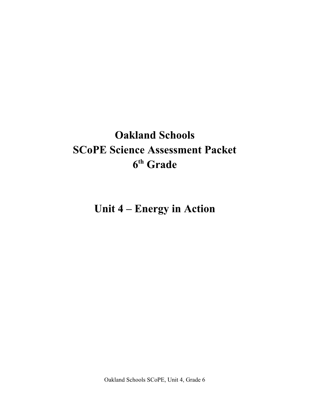 Scope Science Assessment Packet