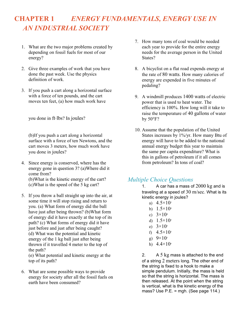 Steve Boddeker's Energy and Society Ch 1 Homework