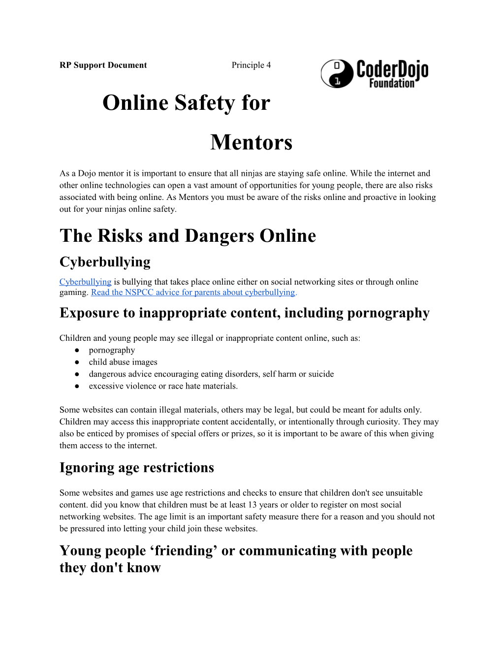 Online Safety for Mentors