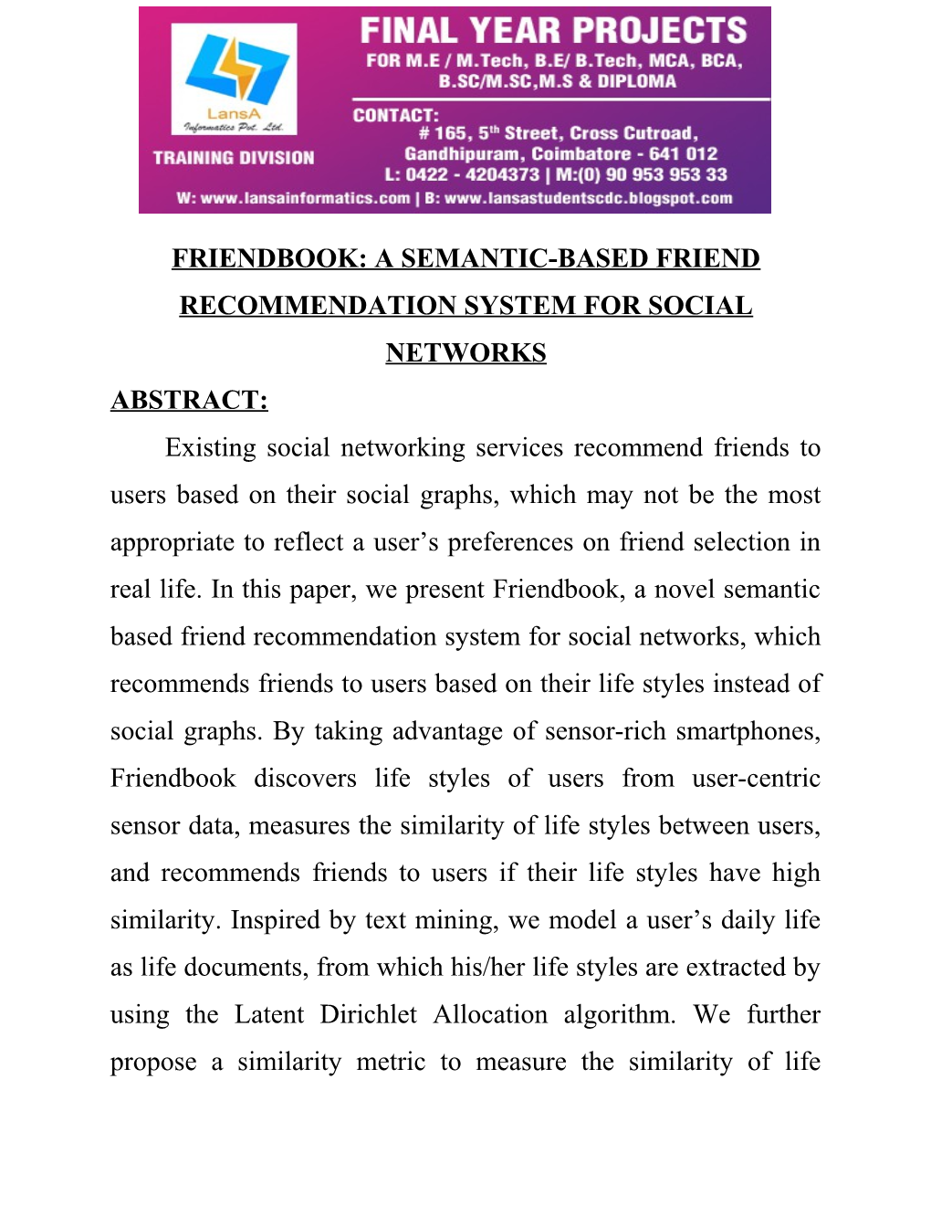 Friendbook: a Semantic-Based Friend Recommendation System for Social Networks