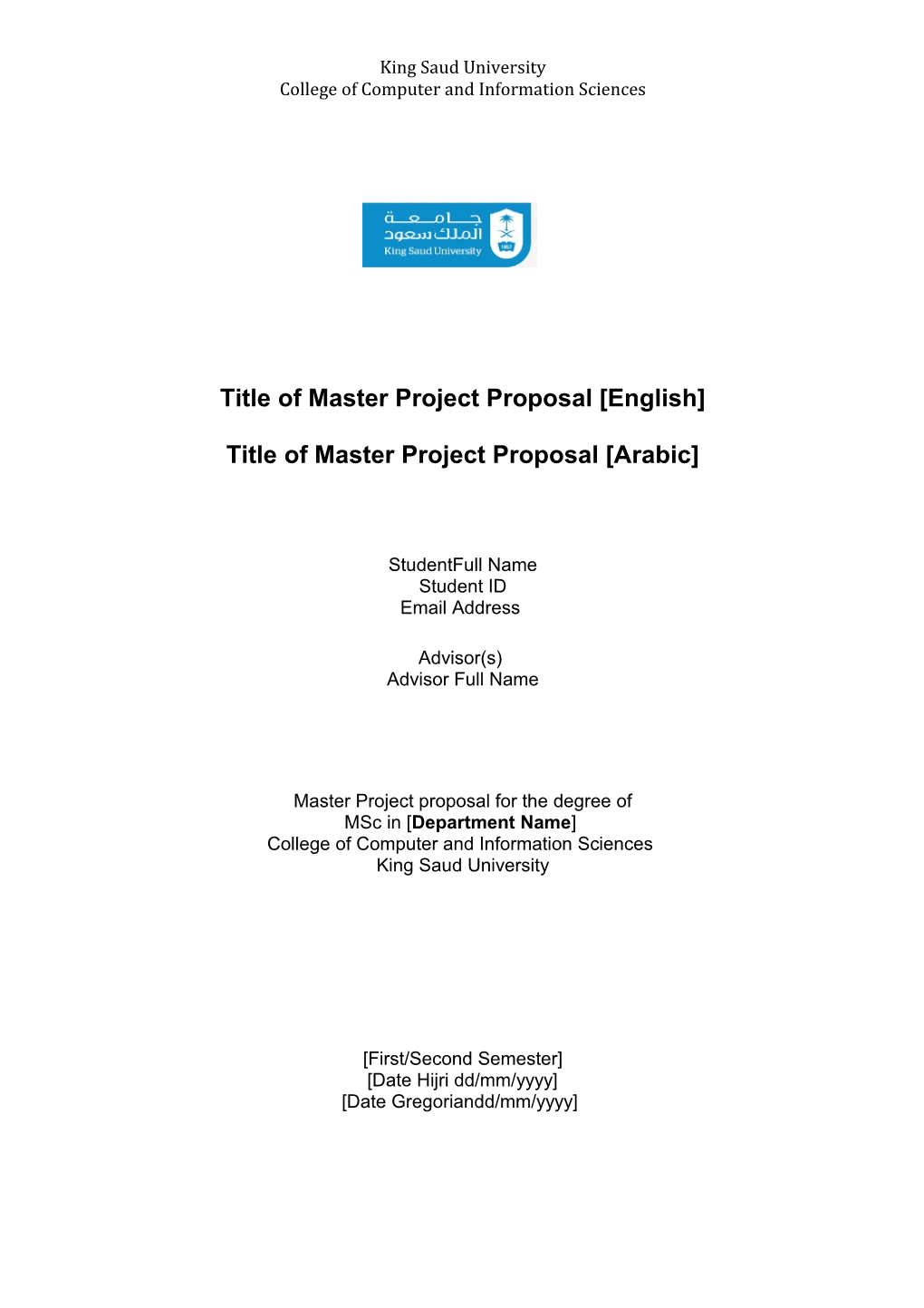 Title of Master Projectproposal English