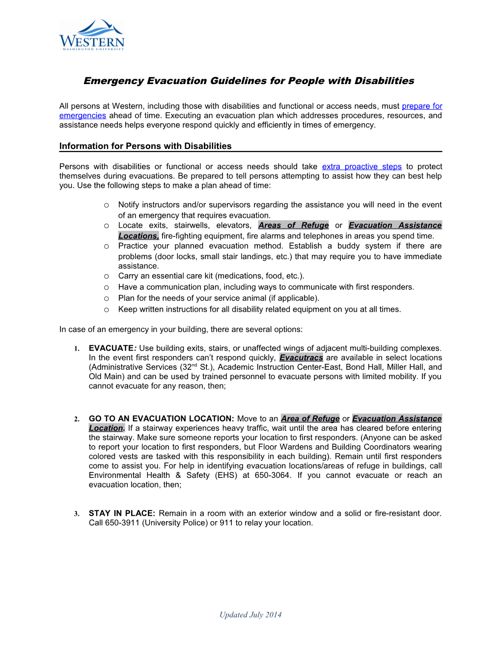 Emergency Evacuation Guidelines for People with Disabilities