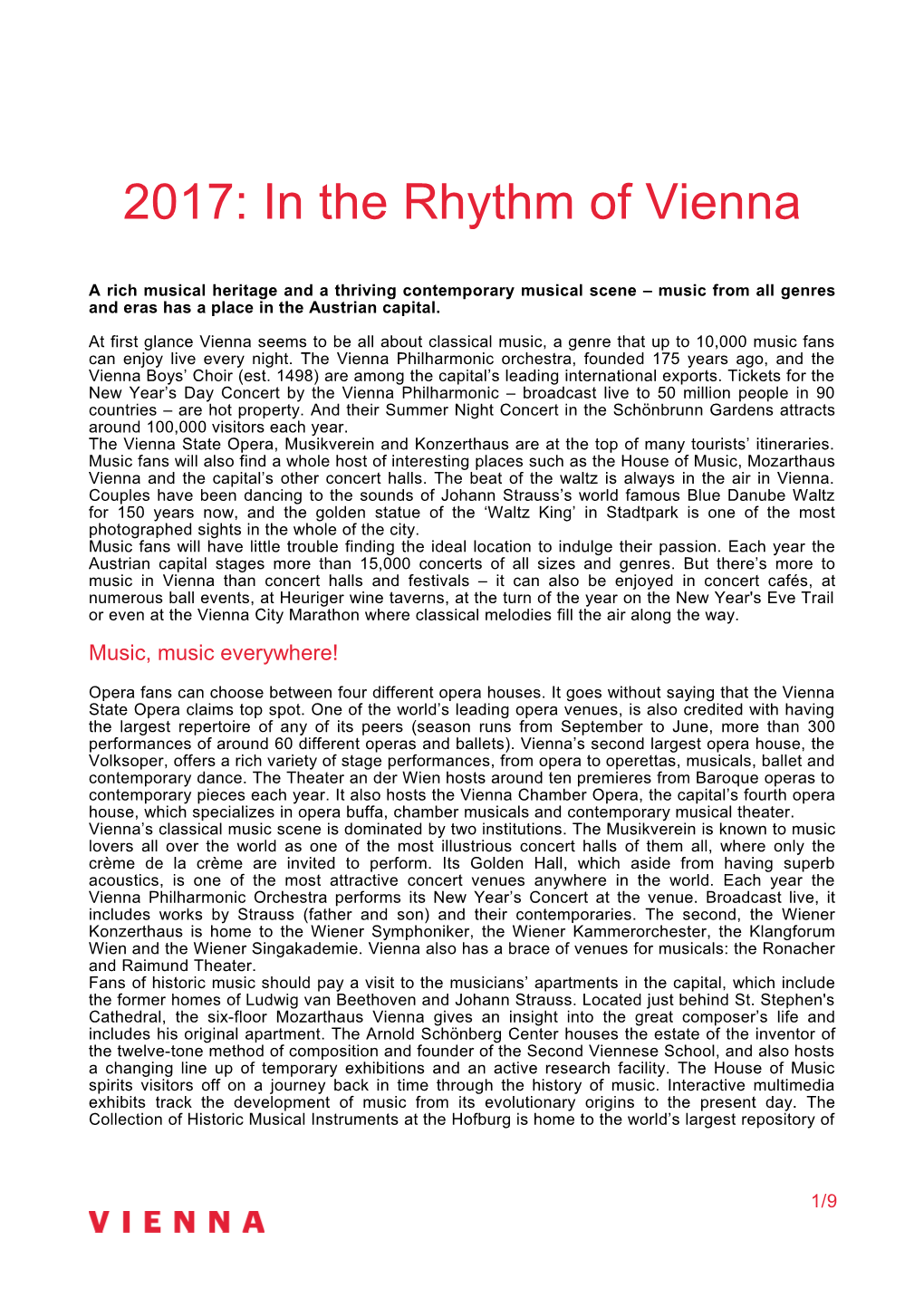 2017: in the Rhythm of Vienna