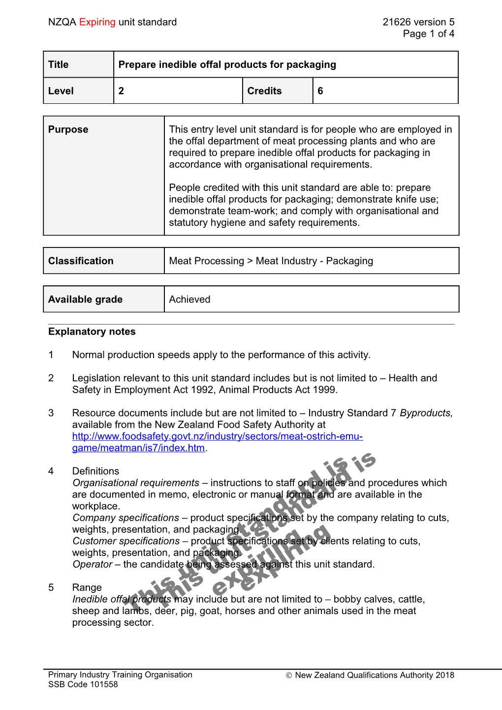 21626 Prepare Inedible Offal Products for Packaging