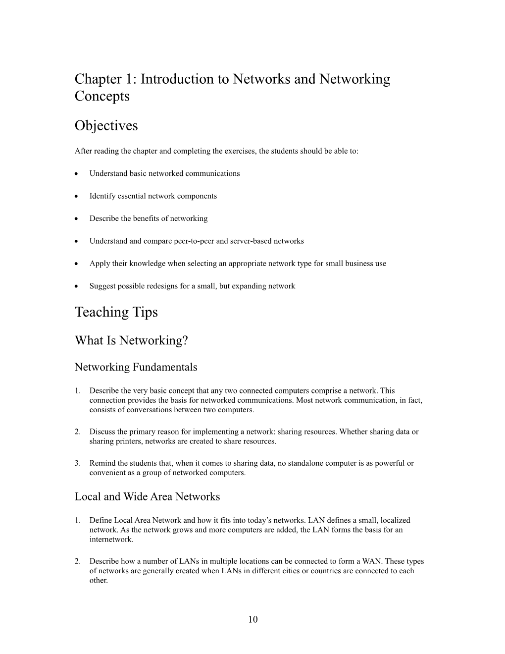 Chapter 1: Introduction to Networks and Networking Concepts