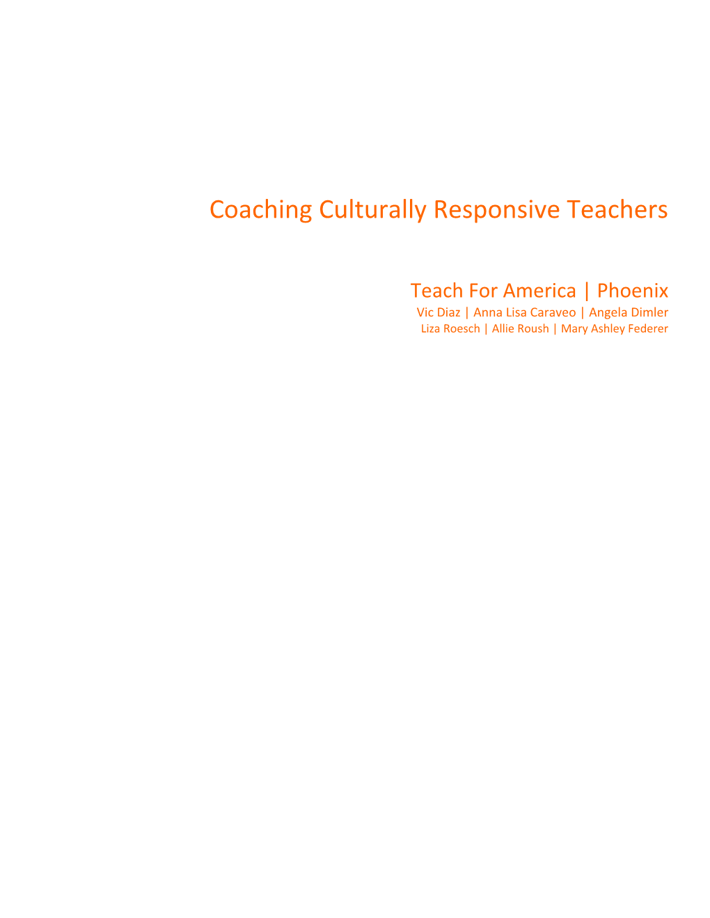 Coaching Culturally Responsive Teachers
