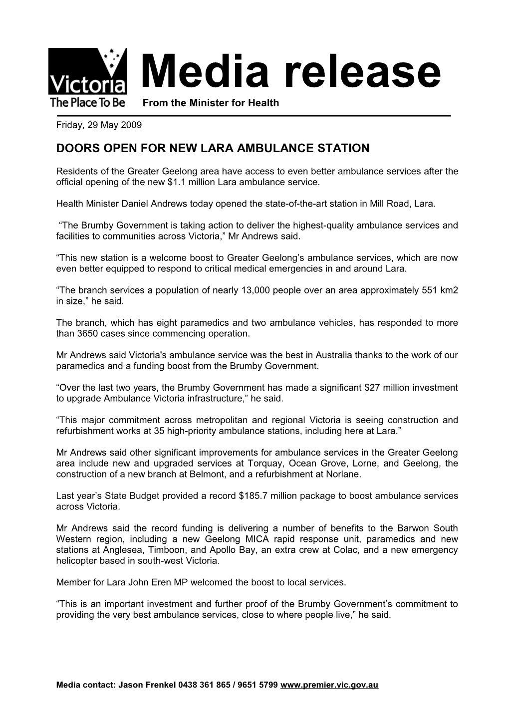 Doors Open for New Lara Ambulance Station