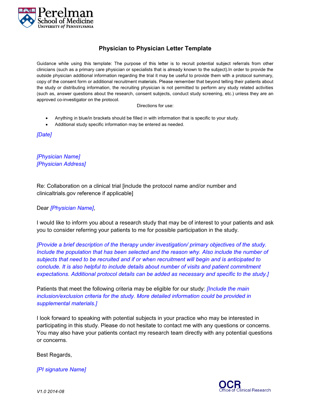 Physician to Physician Letter Template