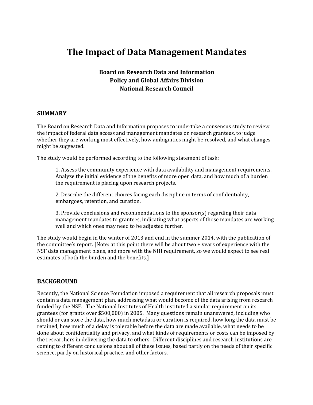 The Impact of Data Management Mandates