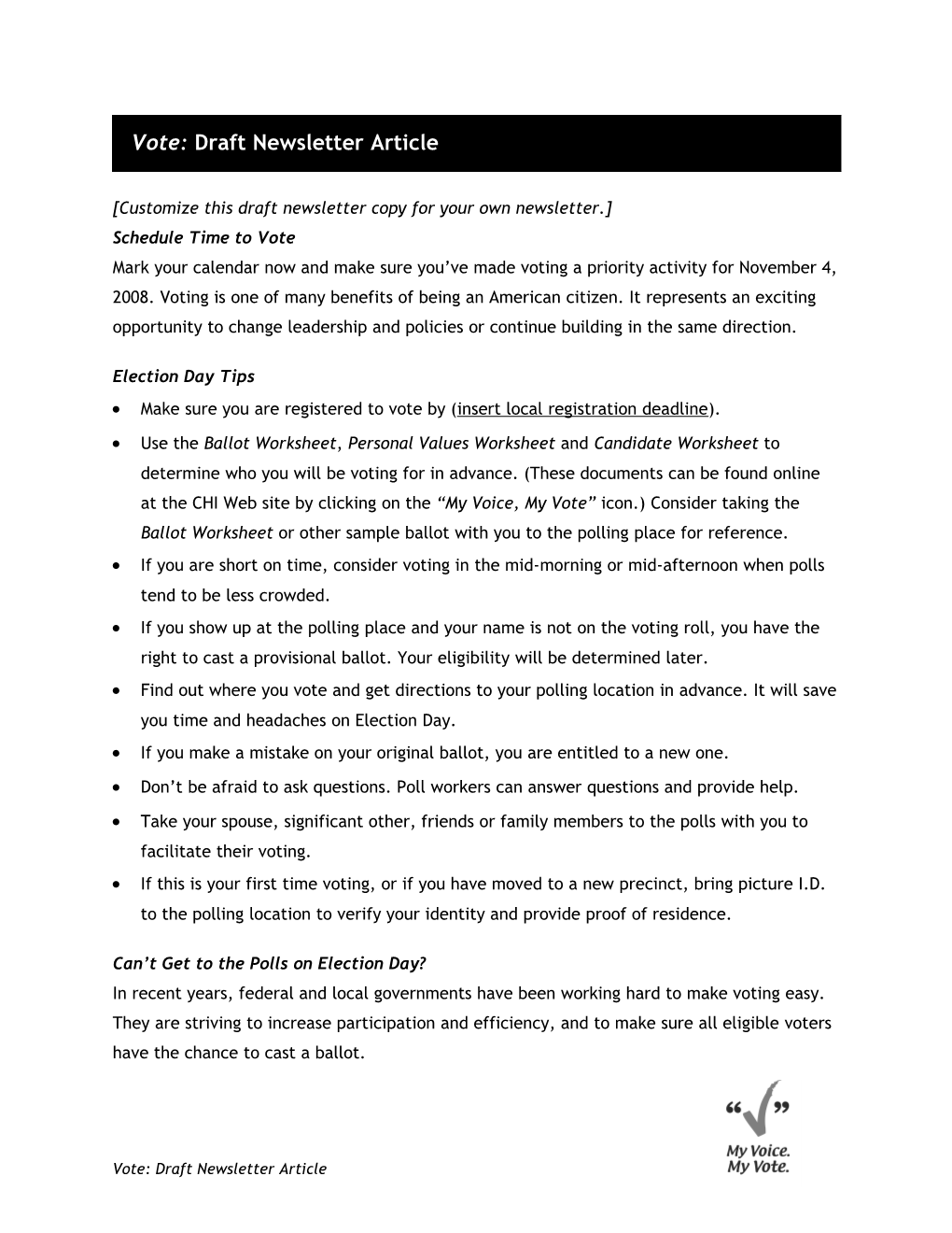 Customize This Draft Newsletter Copy for Your Own Newsletter