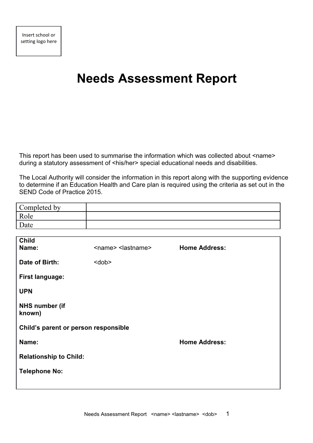 Needs Assessment Report