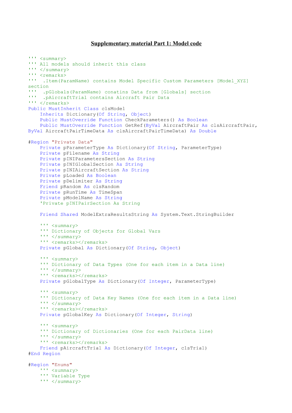 Supplementary Materialpart 1: Model Code