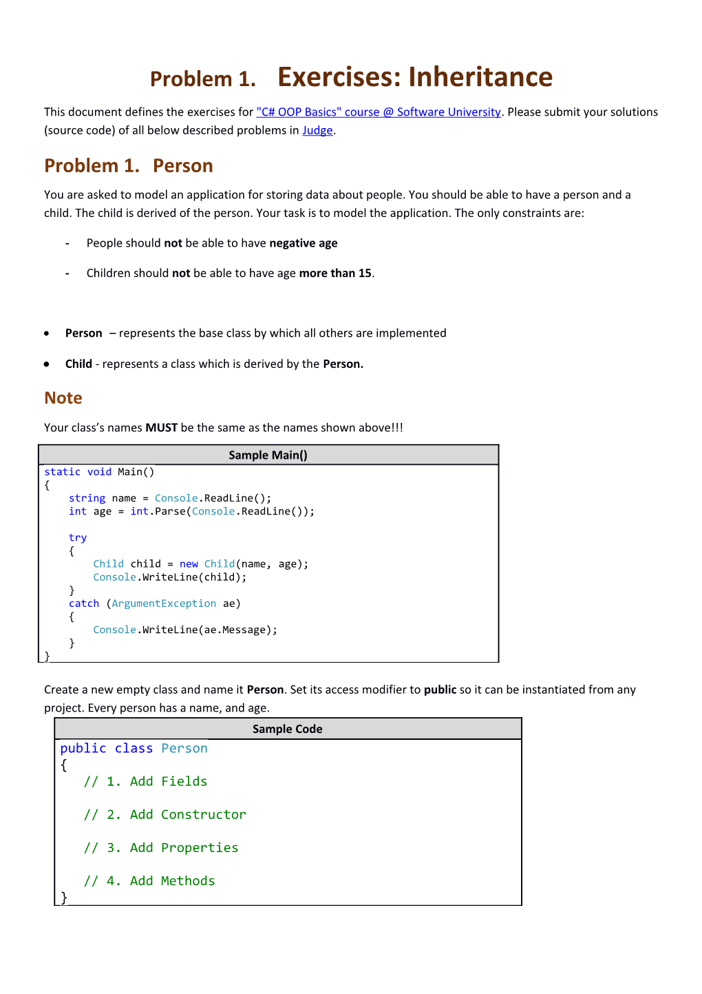 Inheritance and Abstraction, OOP - Homework