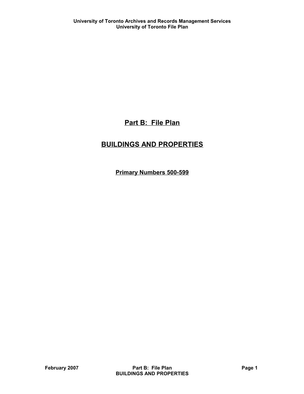 Buildings and Properties Draft File Plan: 500-599