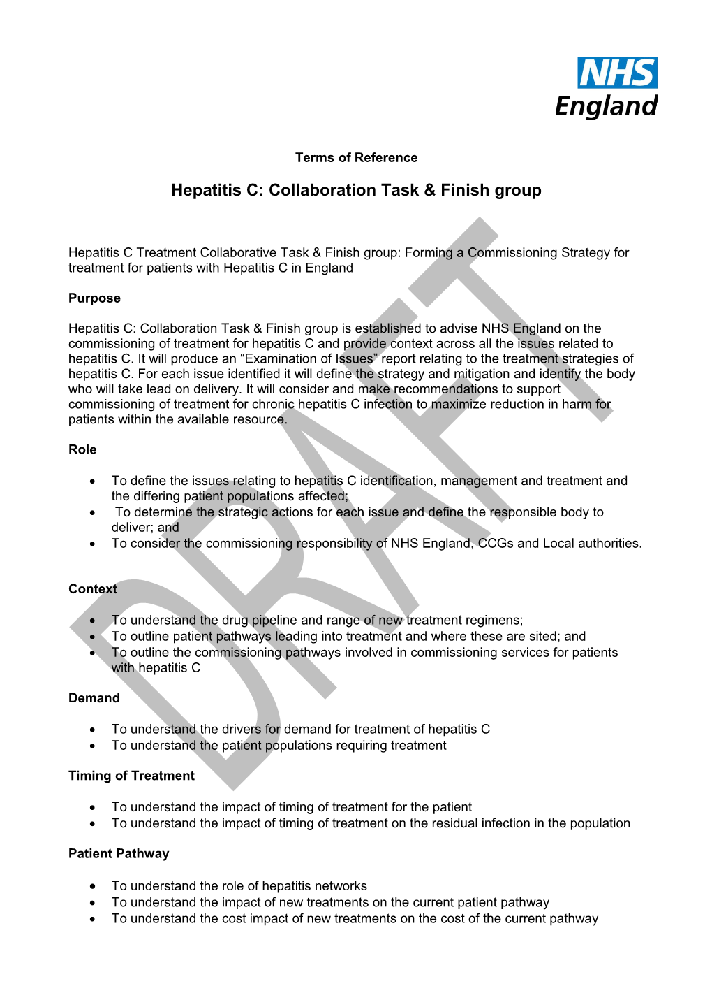 Hepatitis C: Collaboration Task & Finish Group