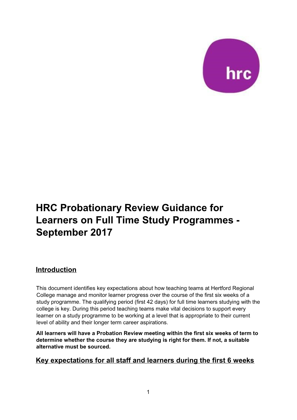 HRC Probationary Review Guidance For