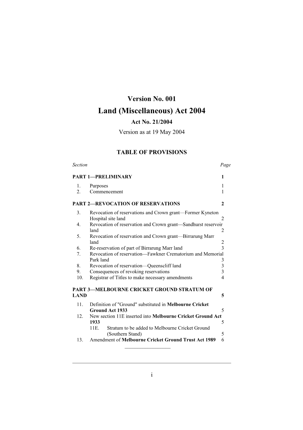 Land (Miscellaneous) Act 2004