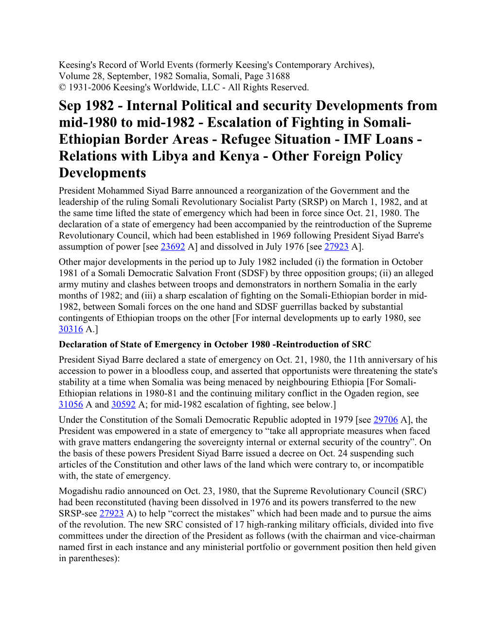 Sep 1982 - Internal Political and Security Developments from Mid-1980 to Mid-1982 - Escalation