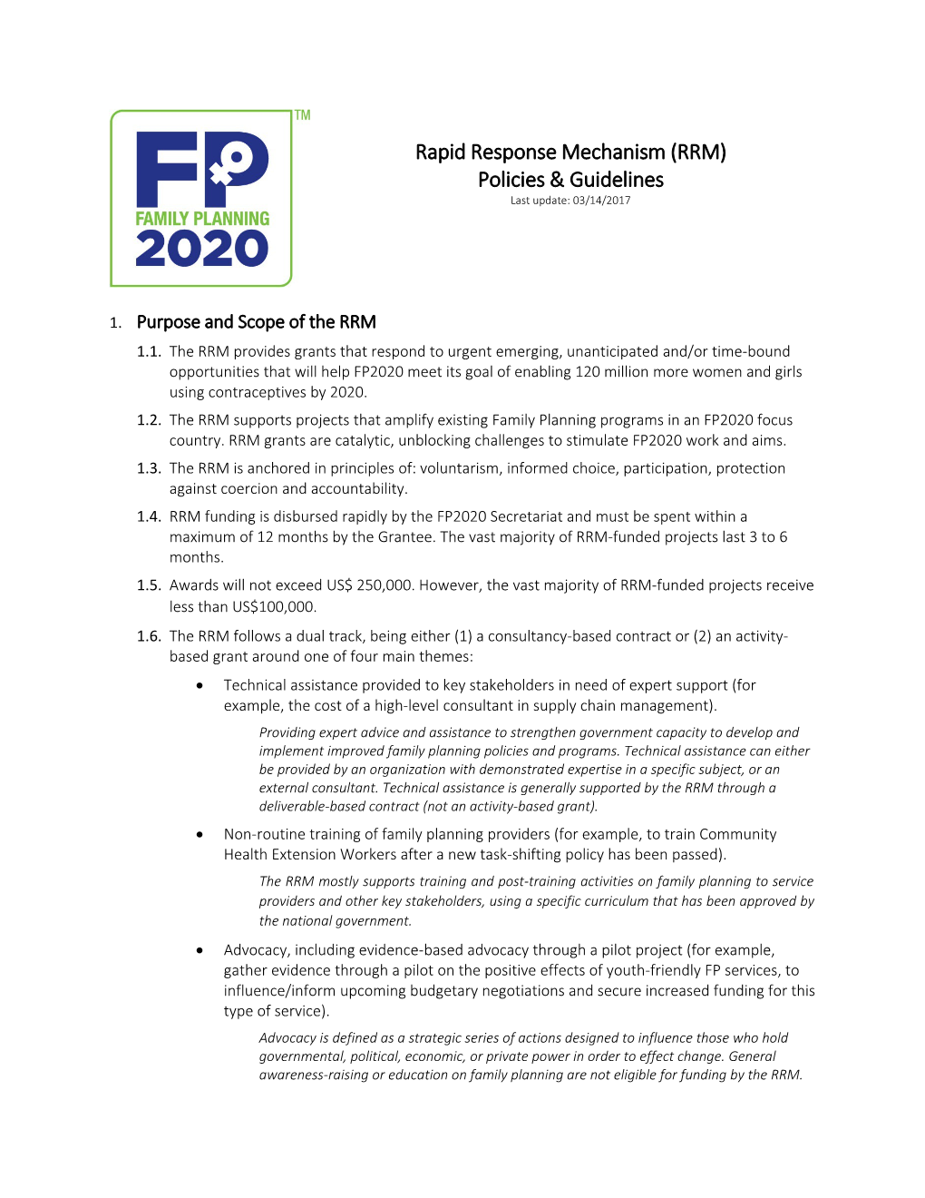 Rapid Response Mechanism (RRM)