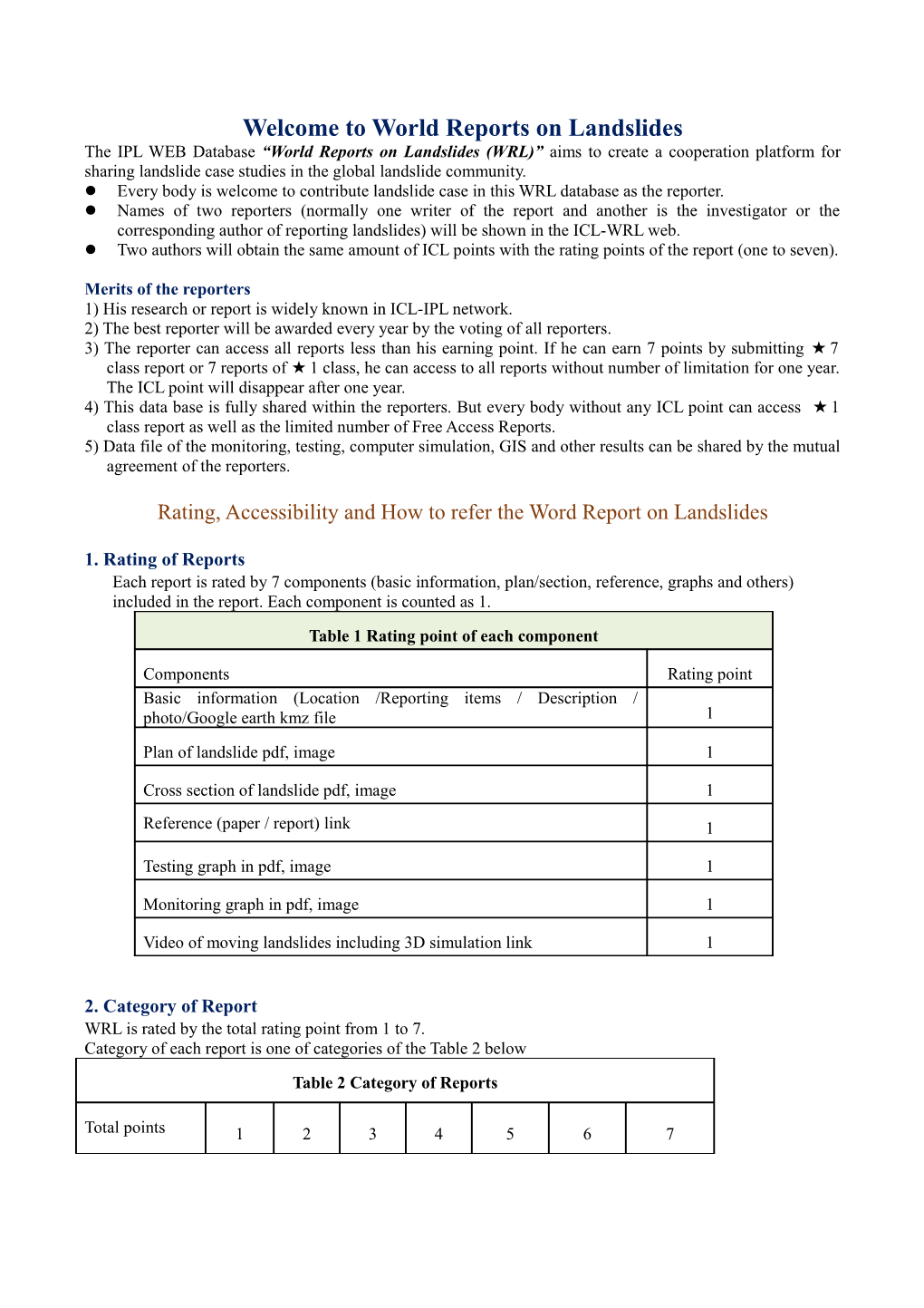 Welcome to World Reports on Landslides