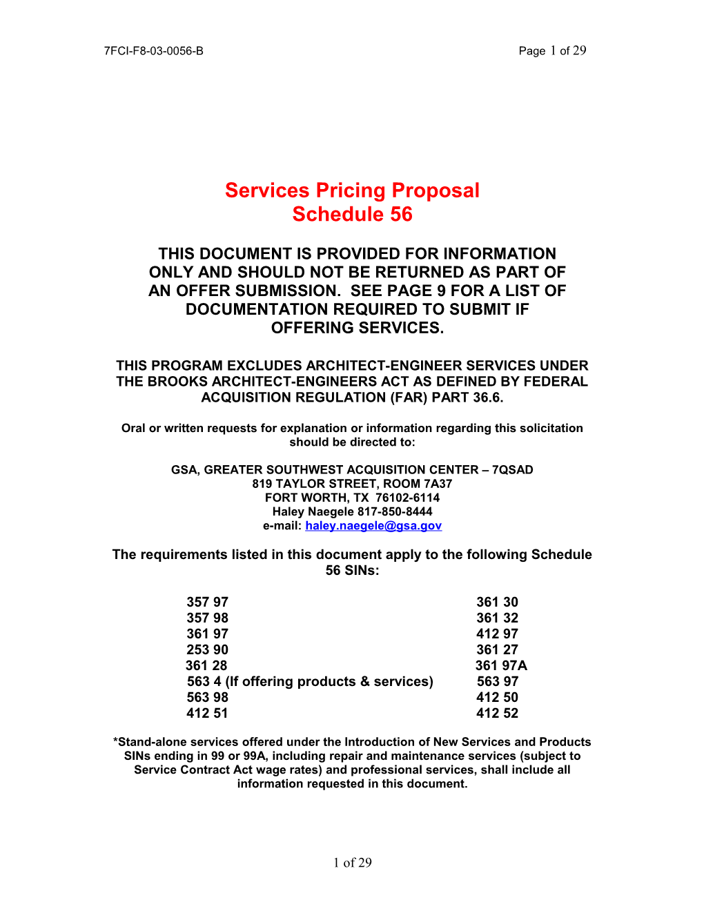 Services Pricing Proposal