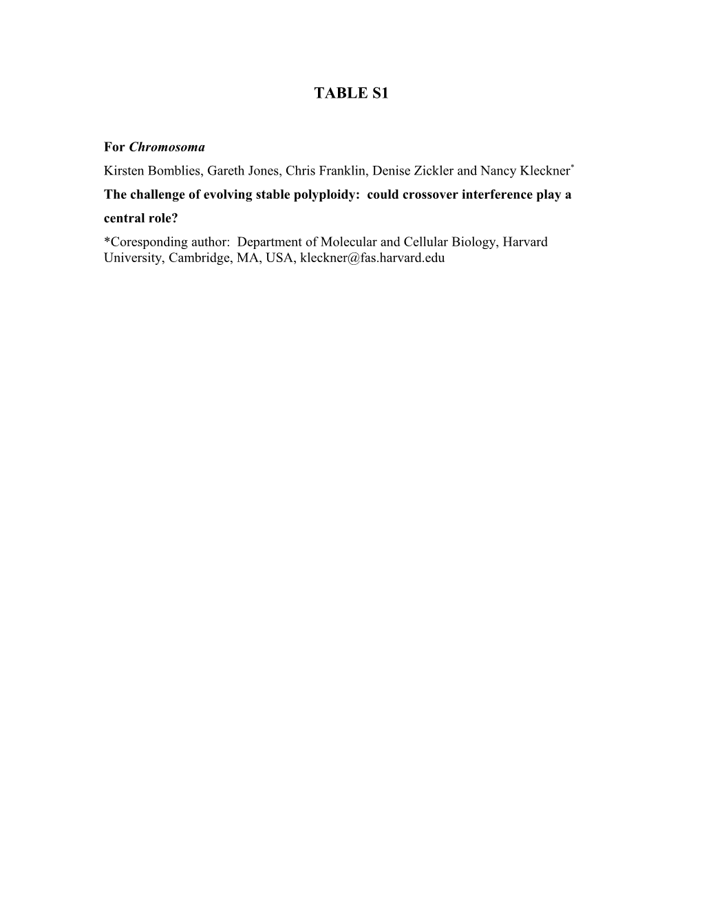 TABLE S1. Cytological Descriptions of Evolved Autotetraploids