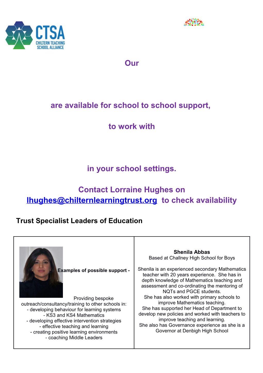 Are Available for School to School Support