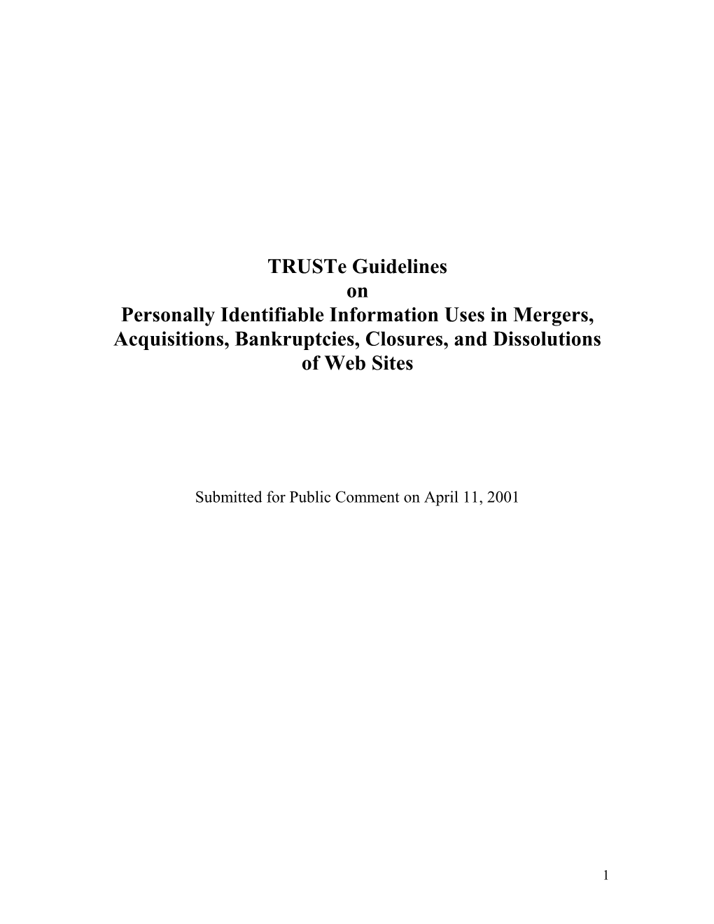 Truste's Revised Mergers, Acquisitions and Bankruptcies