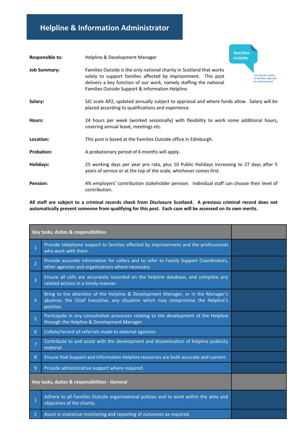 SESSIONAL STAFF Telephone Helpline Worker