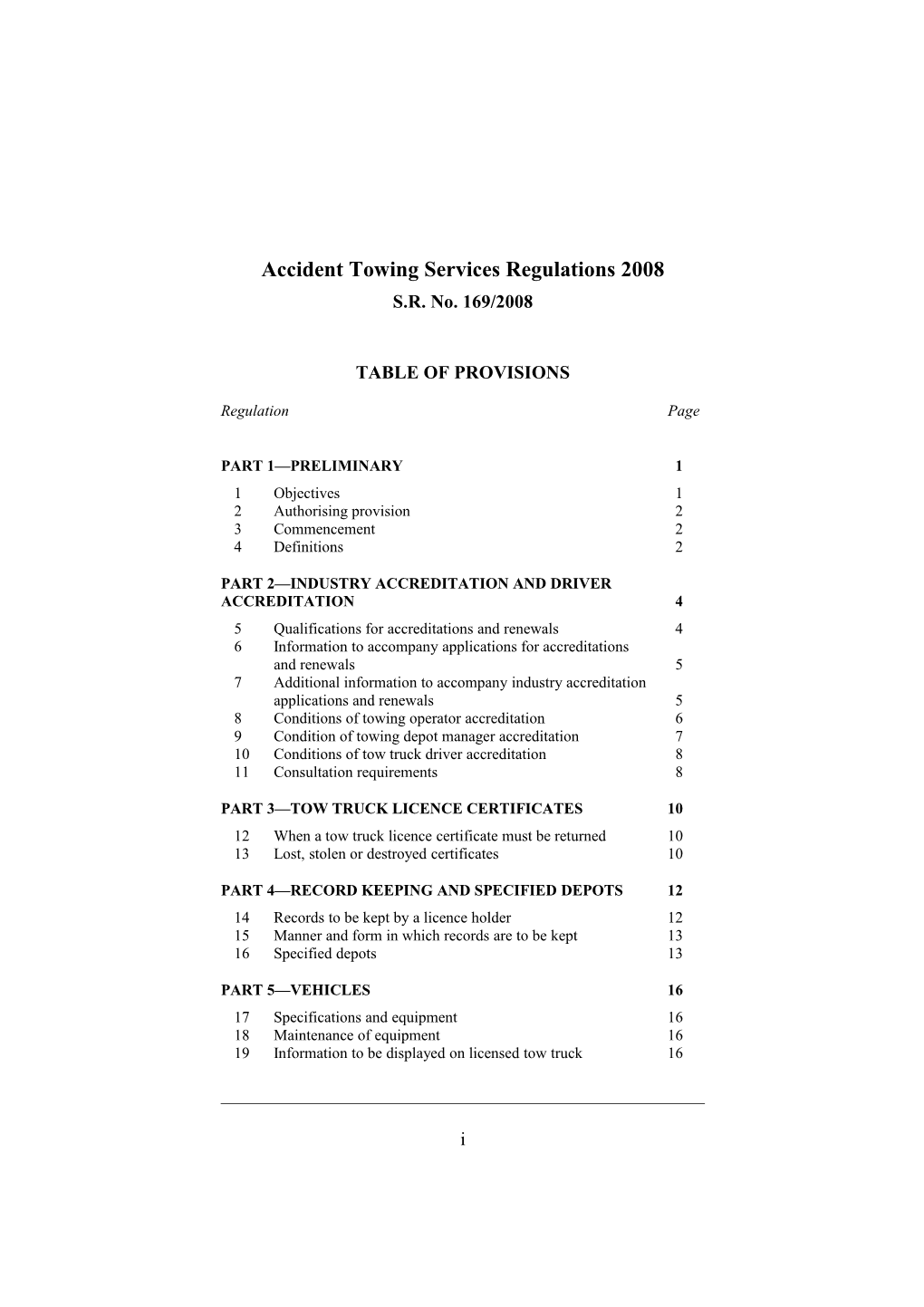 Accident Towing Services Regulations 2008