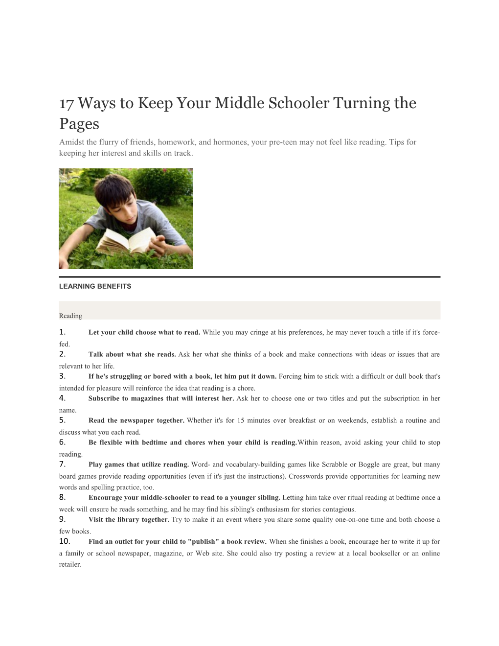 17 Ways to Keep Your Middle Schooler Turning the Pages