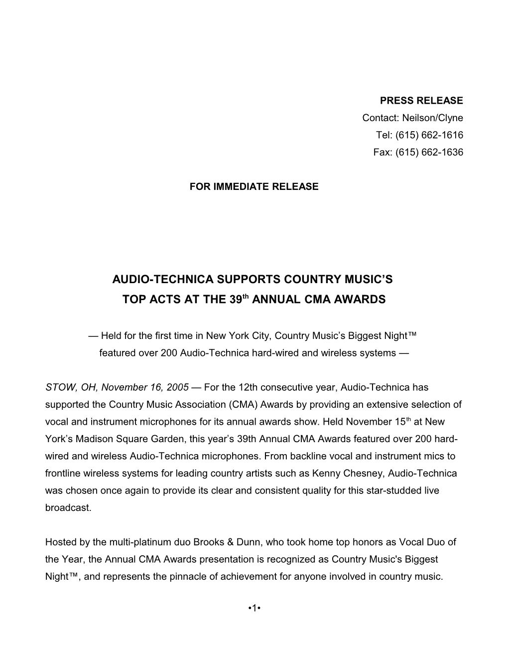 Audio-Technica Supports Country Music S