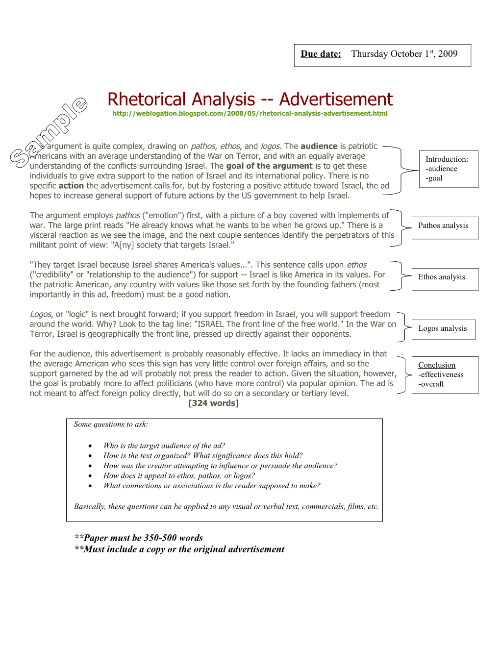 Rhetorical Analysis Advertisement