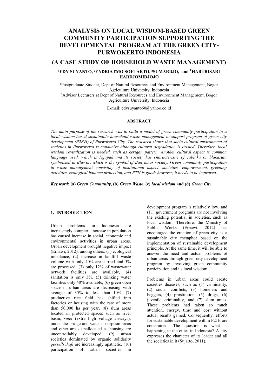 A Case Study of Household Waste Management
