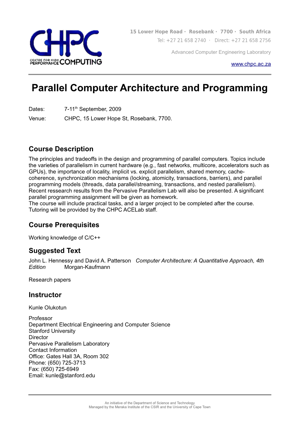 Parallel Computer Architecture and Programming