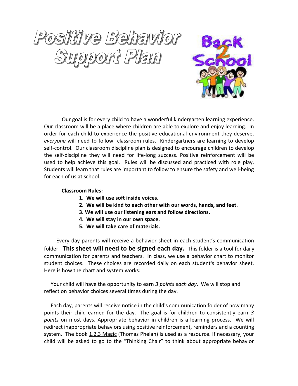 Classroom Discipline Plan