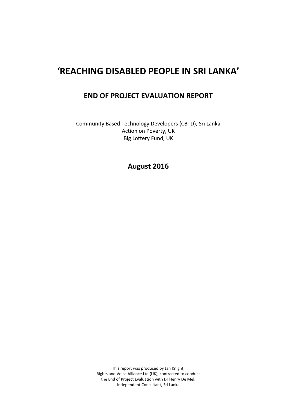 Reaching Disabled People in Sri Lanka