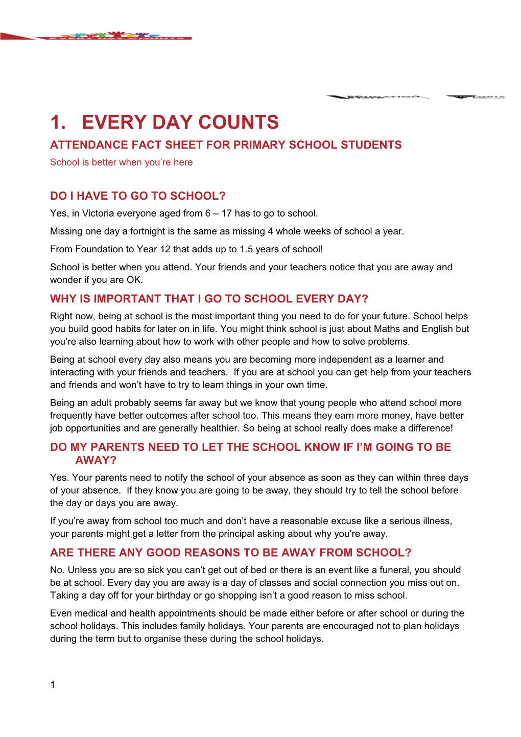 Attendance Fact Sheet for Primary School Students